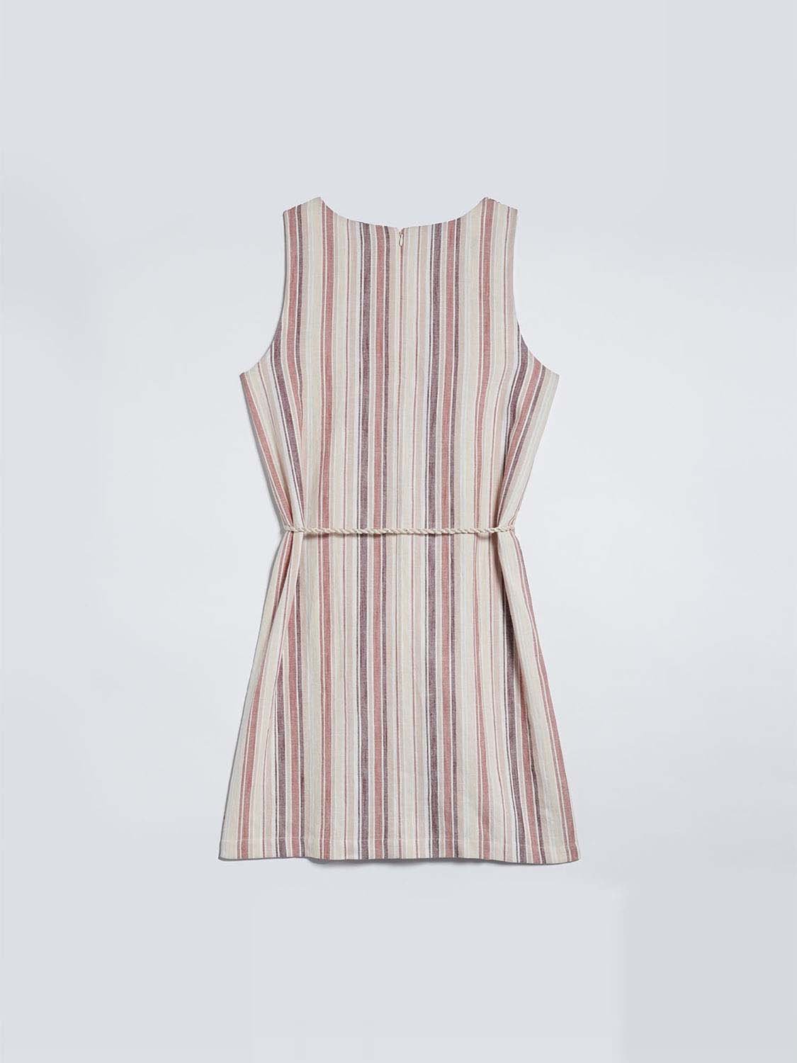 Robe Femme Rayures Verticales Marron