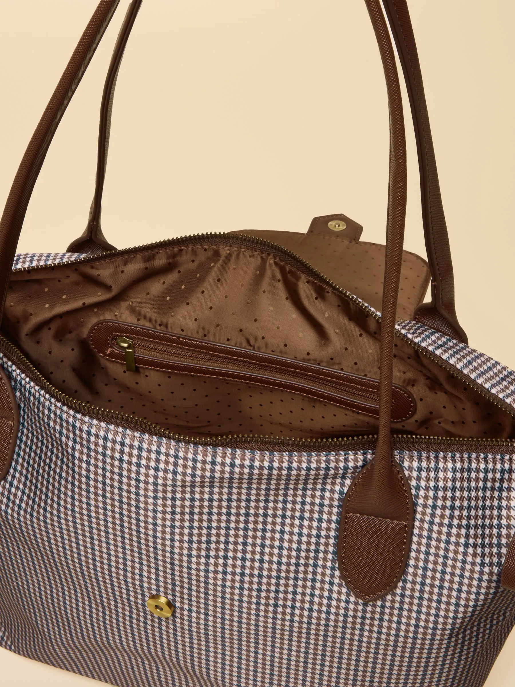 Bruin geruit - Joules Edie Shopper tas