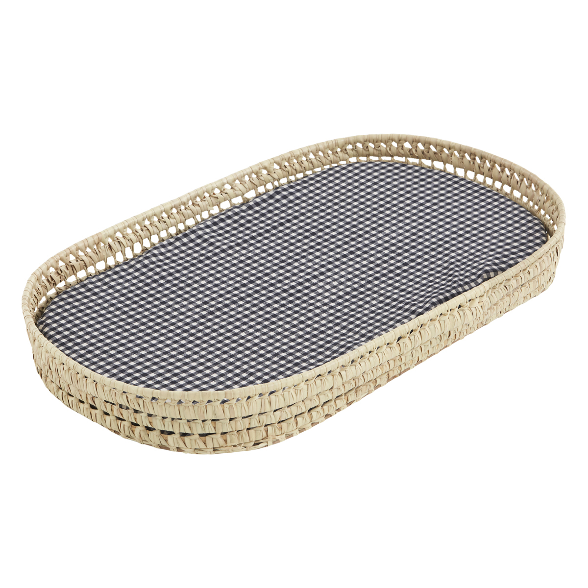 Cama EliteLounge com estampa de palmeiras + colchão impermeável + capa de colchão Vichy preta