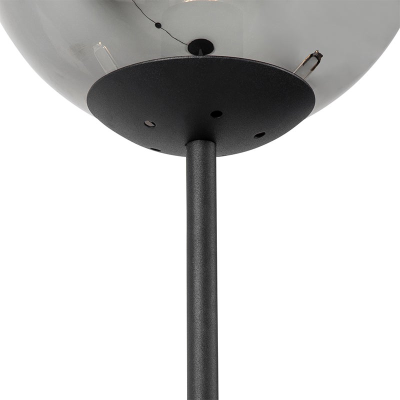 QAZQA - Art Deco vloerlamp | Staande lamp | Lamp | Licht, zwart met rookglas - Pallon Mezzi | Woonkamer | Slaapkamer - Langwerpig - LED-compatibel E27