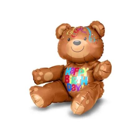 Amscan Folienballon Happy Birthday Bear, 43 x 43 cm