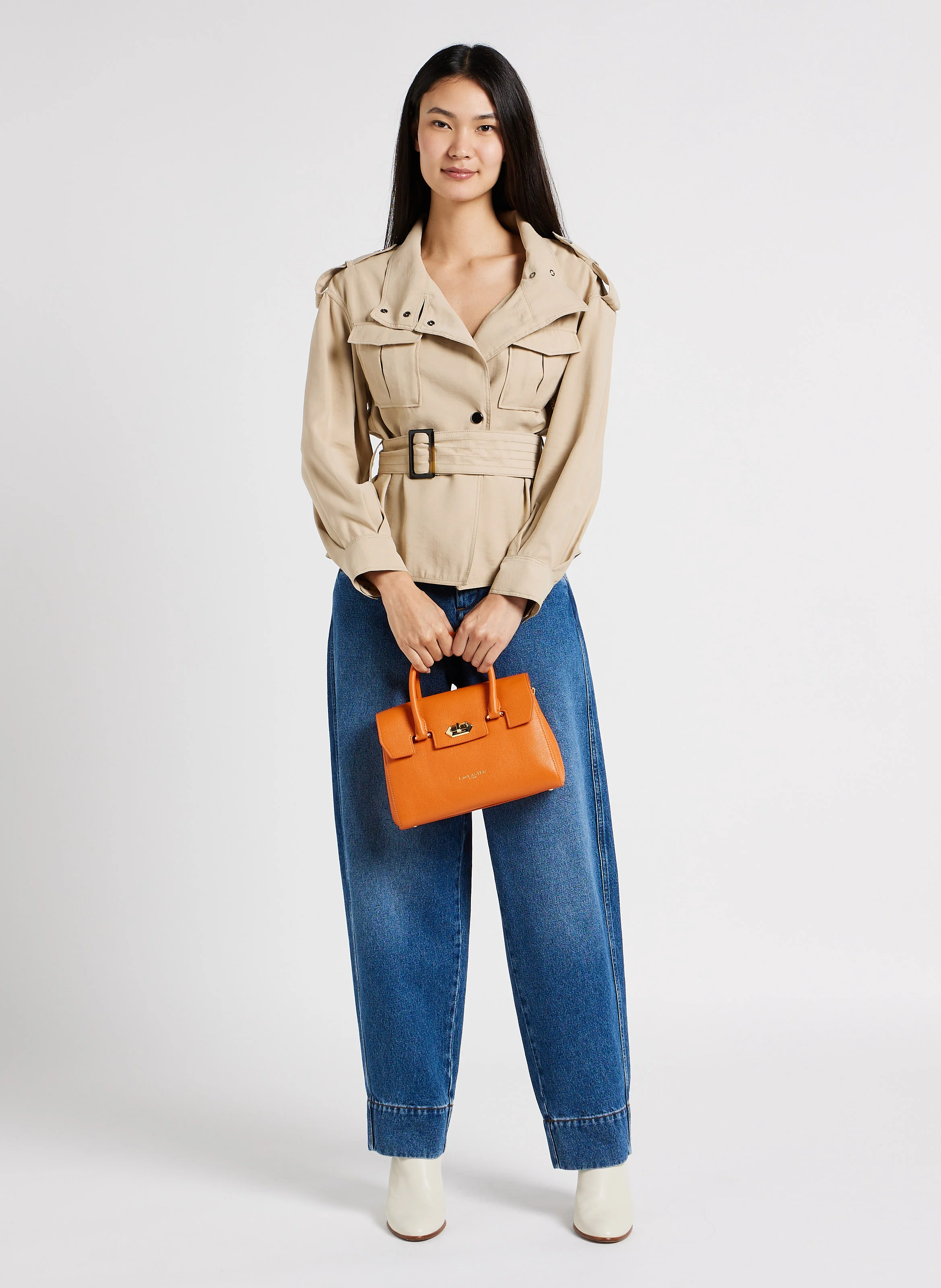 MILANO COSMOS - Sac à rabat en cuir grainé| Orange