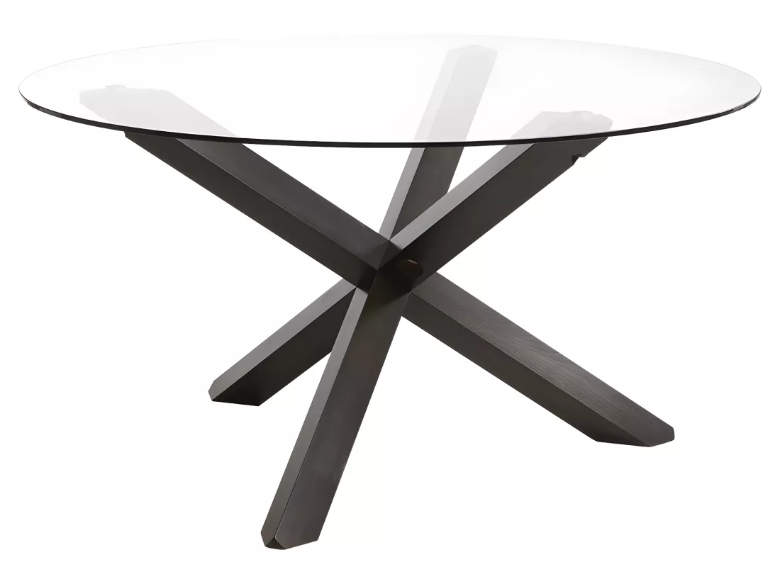 Table à manger CENTAURI - 4 personnes - Bois et verre trempé