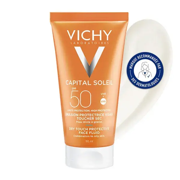 Vichy Idéal Soleil Creme Protetor Solar Facial Antibrilho Toque Seco Emulsão FPS 50 50ml