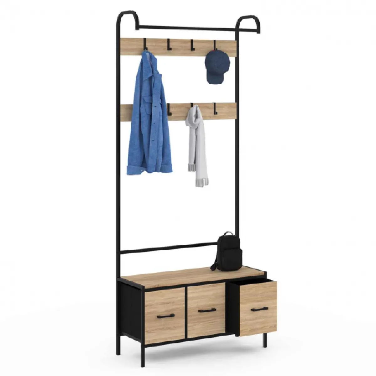 IDMARKET Vestiaire UTAH - Bois et Noir