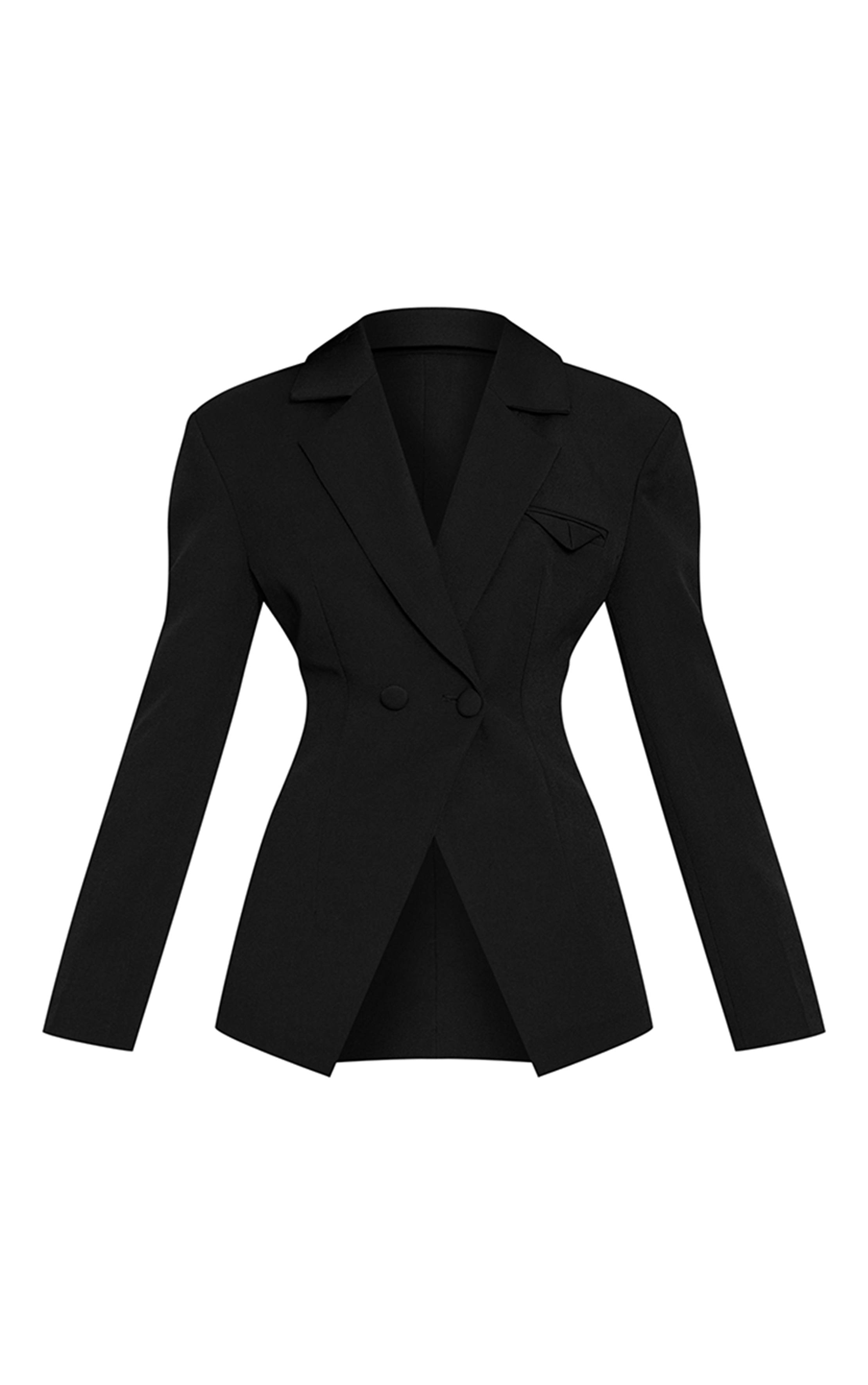 Noir Blazer À Taille Cintrée