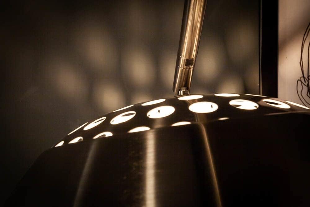 Stylische Bogenleuchte LOUNGE DEAL chrom gebürstet Marmorfuß 170 cm E27 60 W ausziehbar Wohnzimmerleuchte Stehleuchte Stehlampe Wohnzimmer