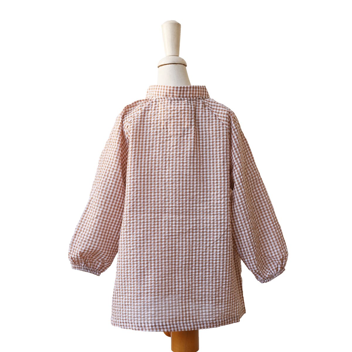Tablier blouse enfant vichy marron