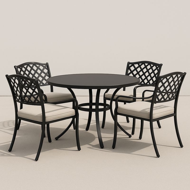 Gartenmöbel Set Aluminium Rundtisch und Stühle Schwarz