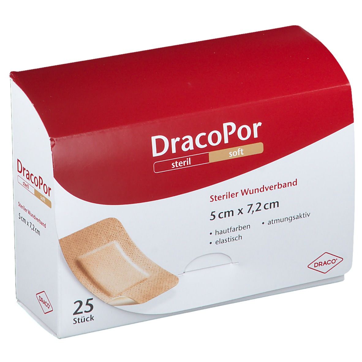 DracoPor Soft hautfarben 5 cm x 7,2 cm steril