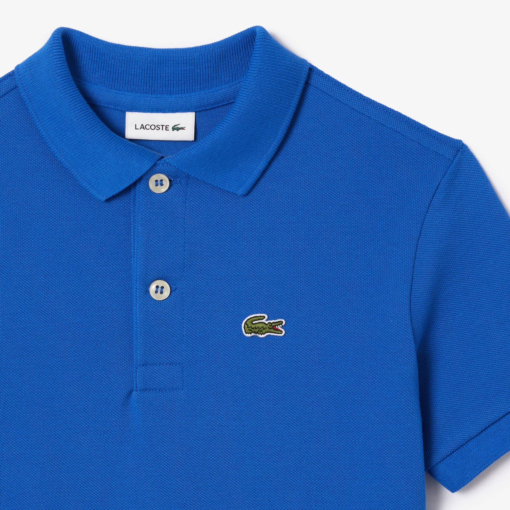 Polo enfant Lacoste regular fit en petit piqué uni Polos - Bleu - Lacoste - Enfant