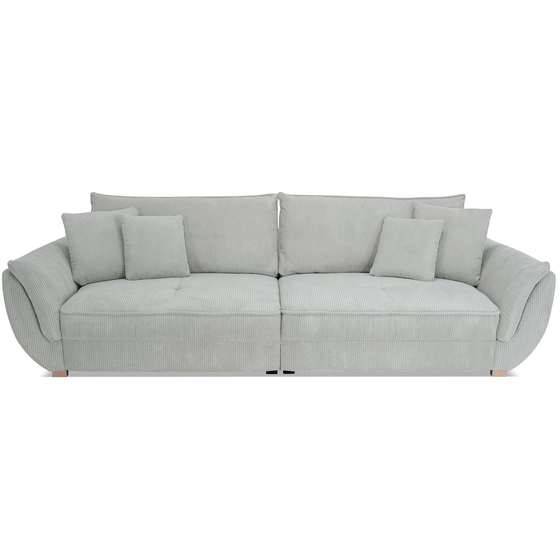 Big Sofa - silber - Cordstoff - mit Kissen
