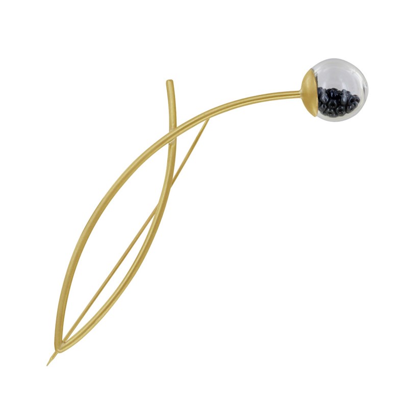 Broche Double Tiges Laiton Bulle Pâte de Verre