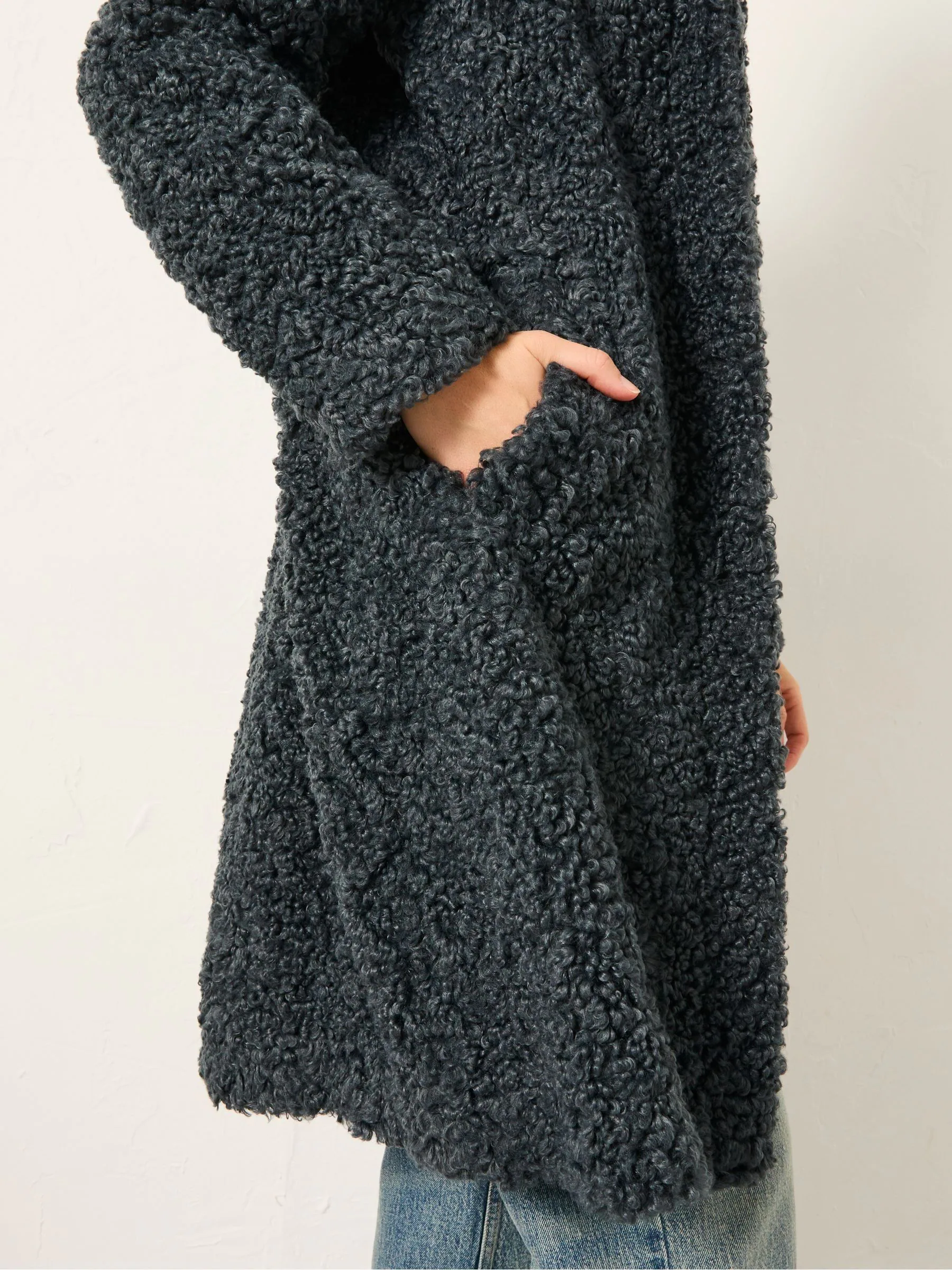 Grijs - FatFace lange longline teddy jas