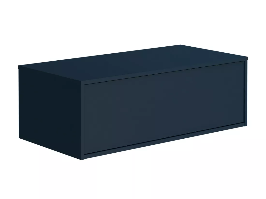 Meuble de salle de bain suspendu coloris bleu nuit avec simple vasque carrée - 94 cm - TEANA II
