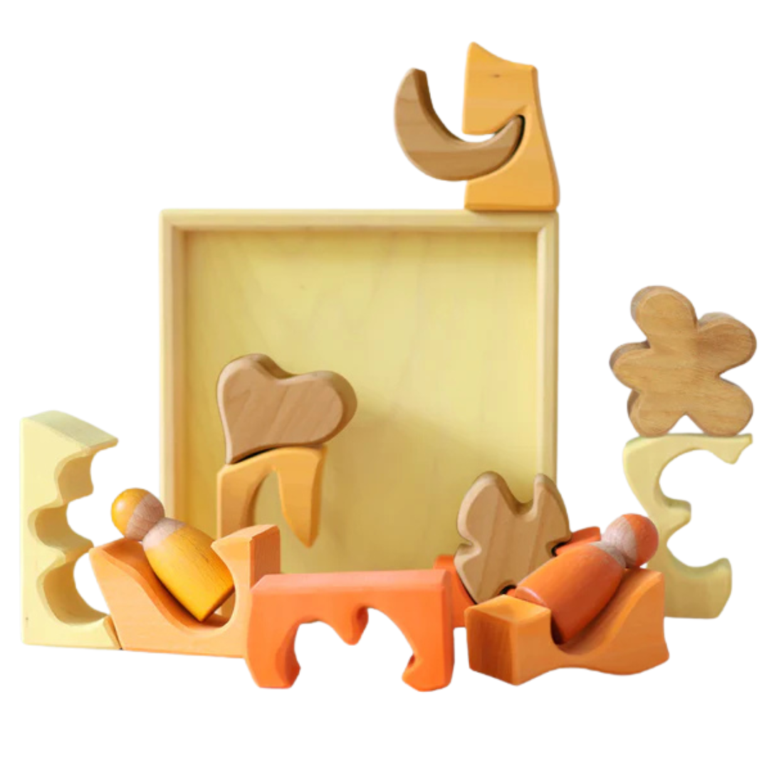grimm's bouwblokken set - geel - 13st