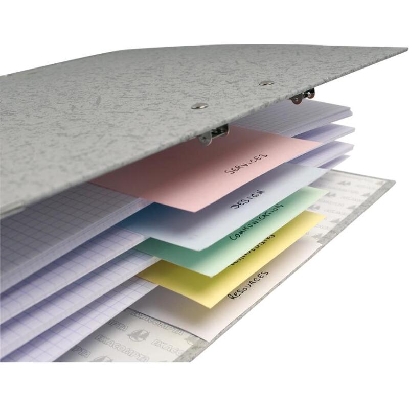 Paquet 100 fiches intercalaires horizontales unies perforées - 105x240mm - Couleurs assorties