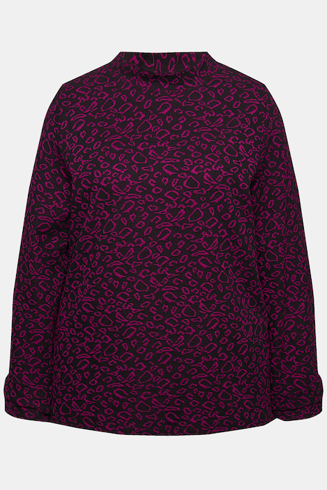 Sweatshirt, Leomuster, Stehkragen, Langarm