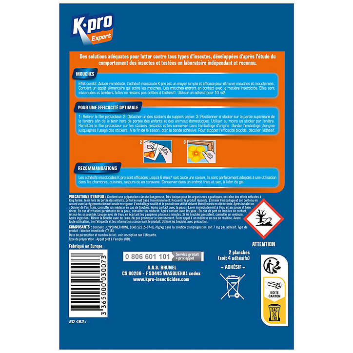 Pack 4 Adhésifs anti-mouches insecticides Kapo exports motif fleurs orange