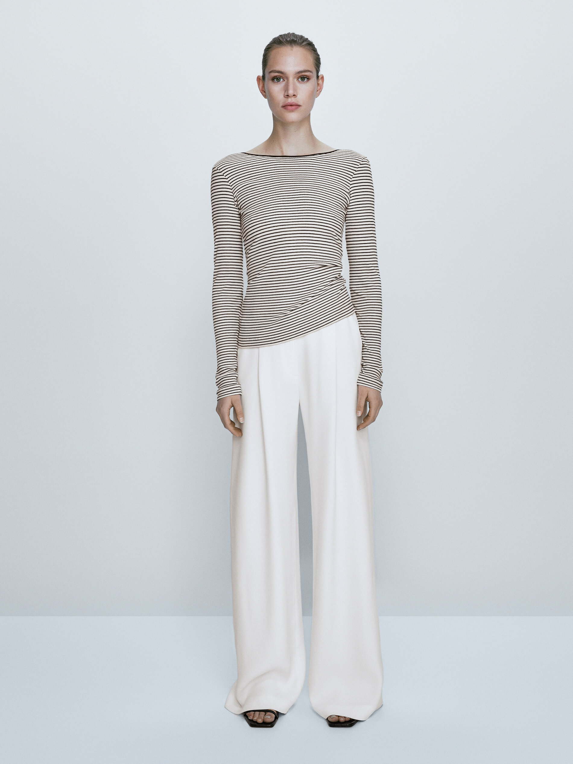 Camiseta rayas canalé escote espalda - RAW