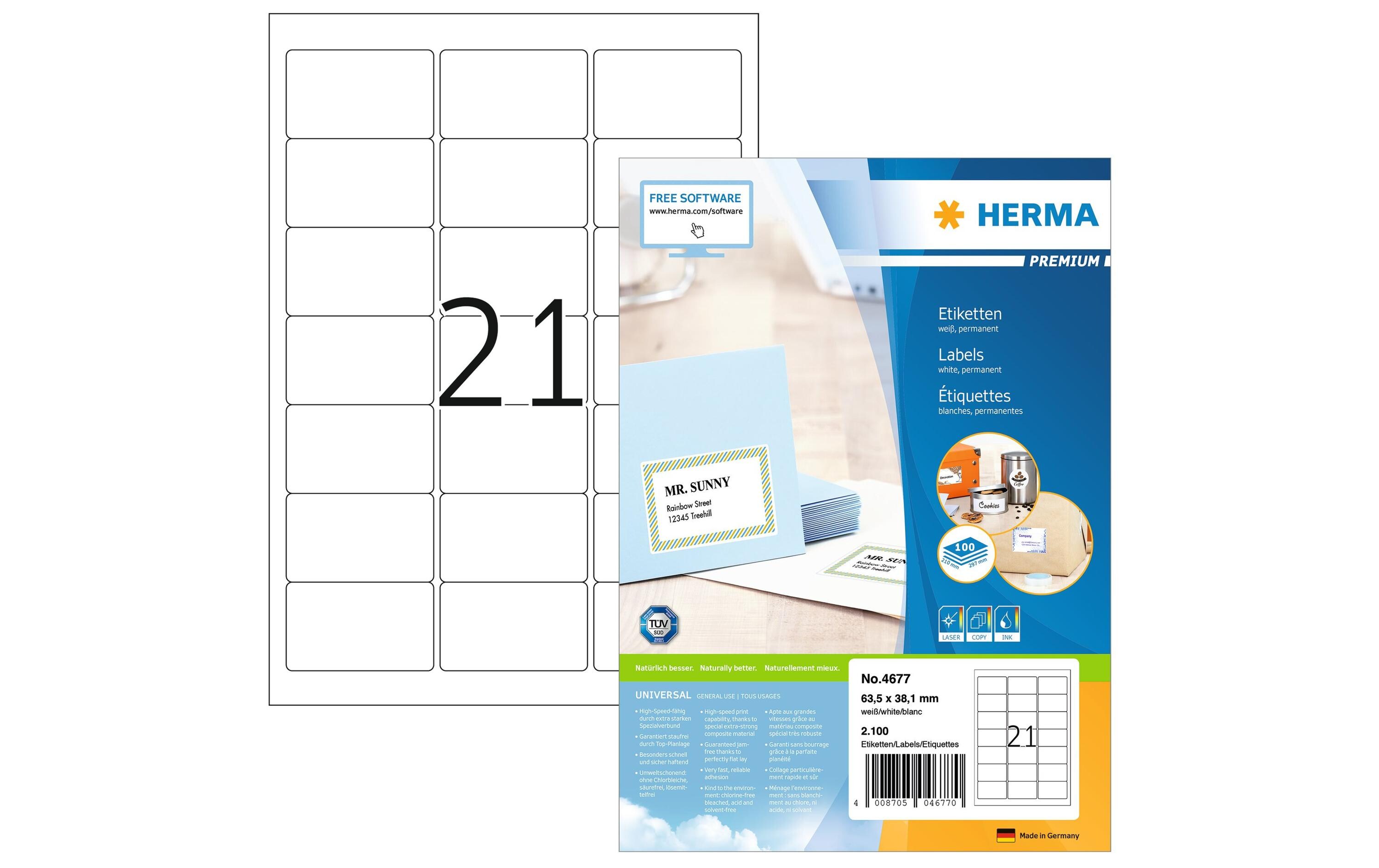 Universal-Etiketten Premium, 6.35 x 3.81 cm, 2100 EtikettenBlanko Etiketten zur Selbstbeschriftung oder Drucker