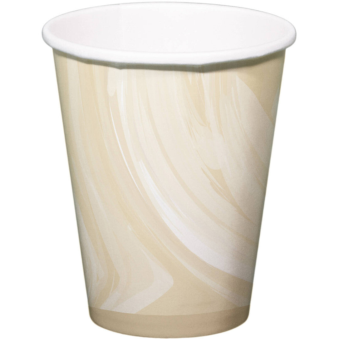 Papieren bekers marmer beige - 6st