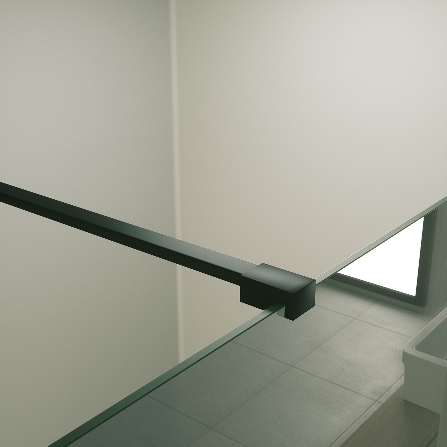 Mueller Slimline inloopdouche 110cm rookglas anti-kalk inclusief mat zwart profiel & stang