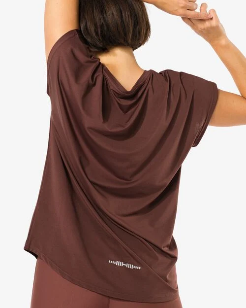 t-shirt de sport femme marron foncé