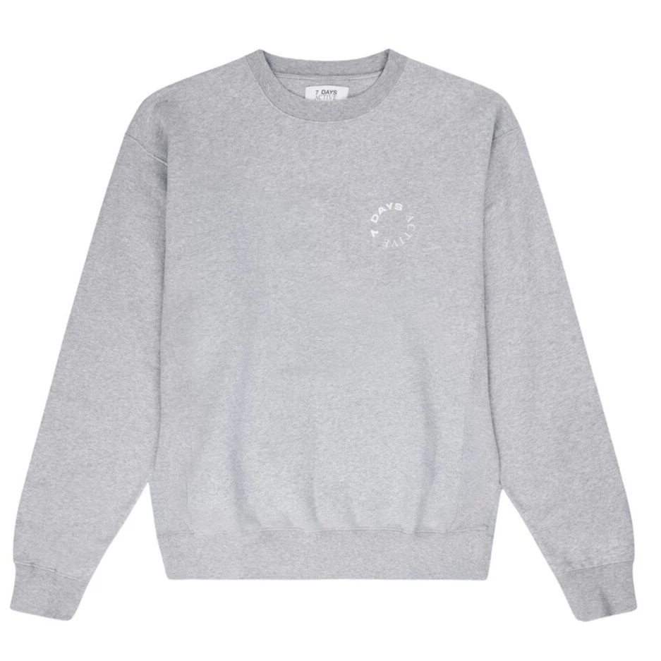 7 DAYS ACTIVE  Organic Crew Neck Sweatshirt - Heather Grey