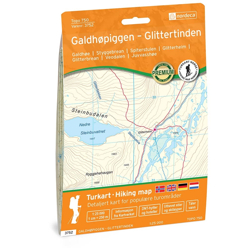 Topo 750, Galhøpiggen - Glittertinden<br>1:25 000
