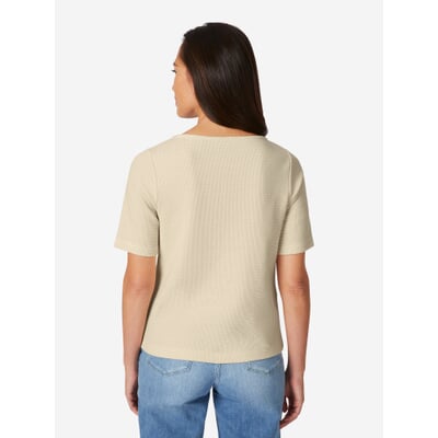 Damen-Glitzershirt Kurzarm, Natur