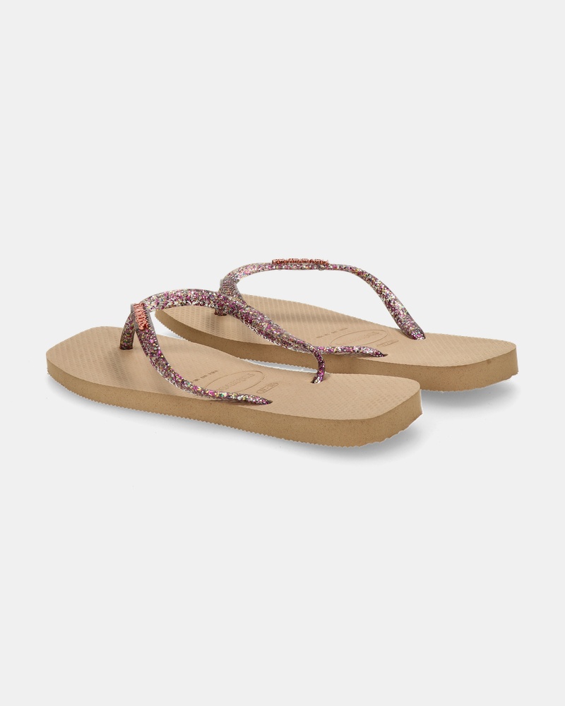 Havaianas Square Logo Metallic Slippers  - goud