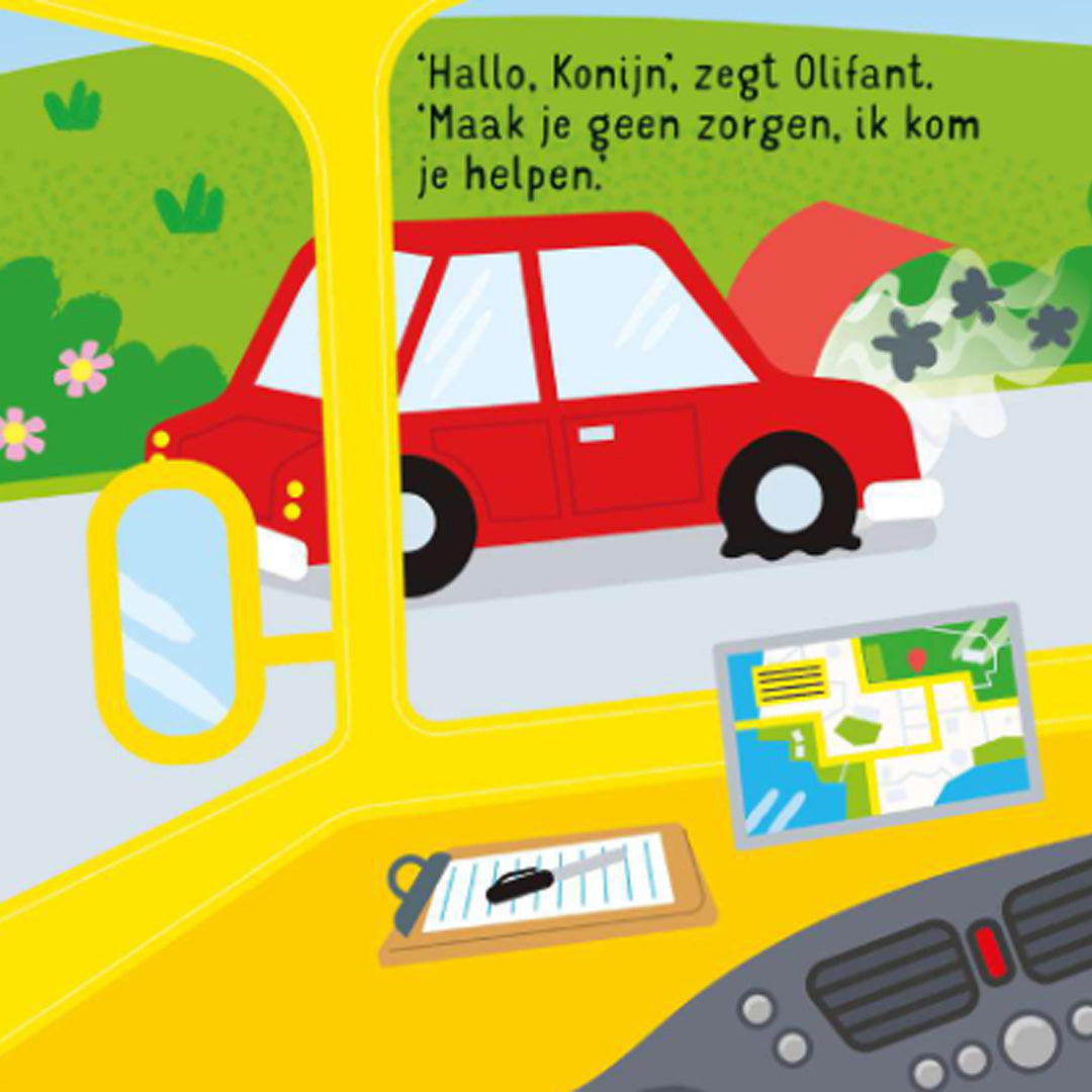 uitgeverij usborne geluidenboek meerijden op een takelwagen!