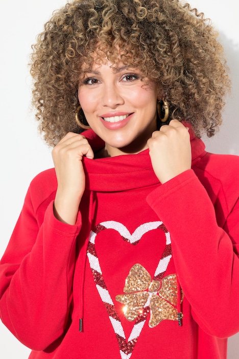 Sweatshirt, Zuckerstangen, Stehkragen, Langarm