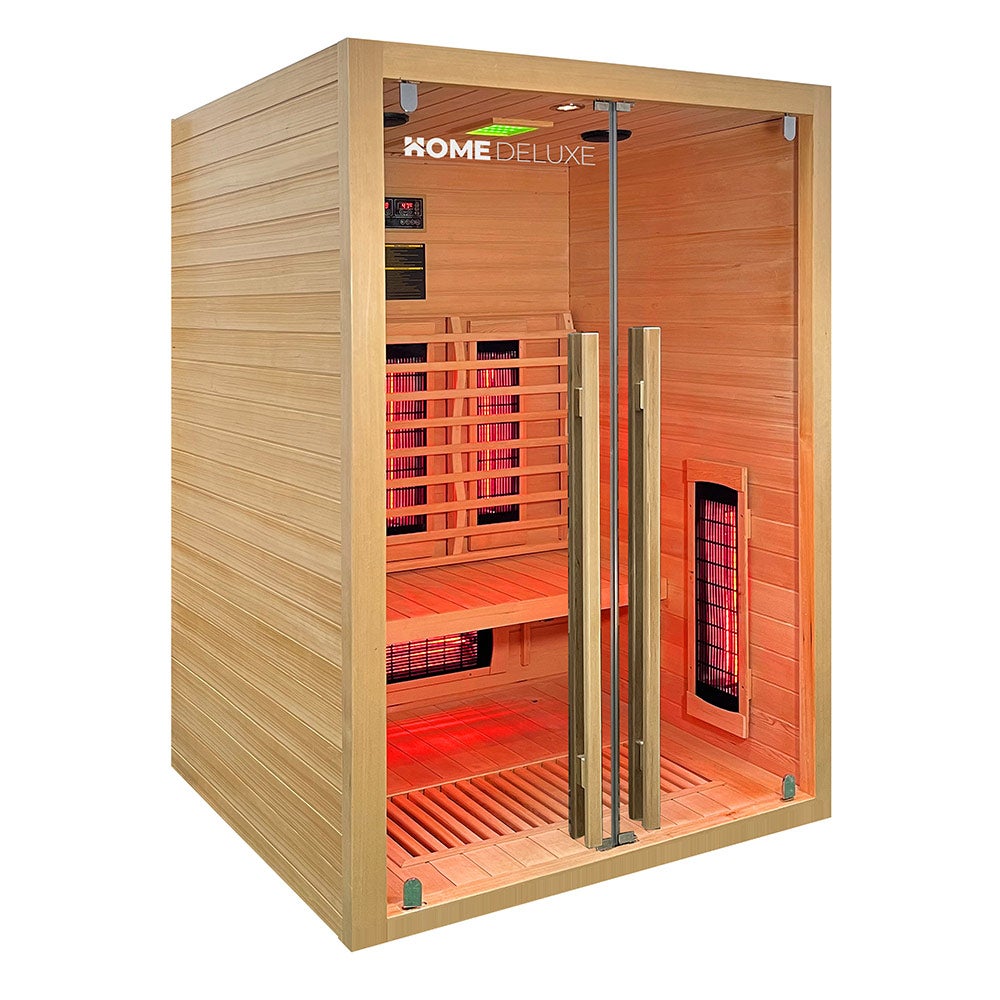 Home Deluxe – SONORA M Infraroodcabine – 135 x 105 x 190 cm – voor 1-2 personen, 6 volspectrumstralers, hout: hemlock | Infraroodsauna, sauna, warmtecabine, infrarood