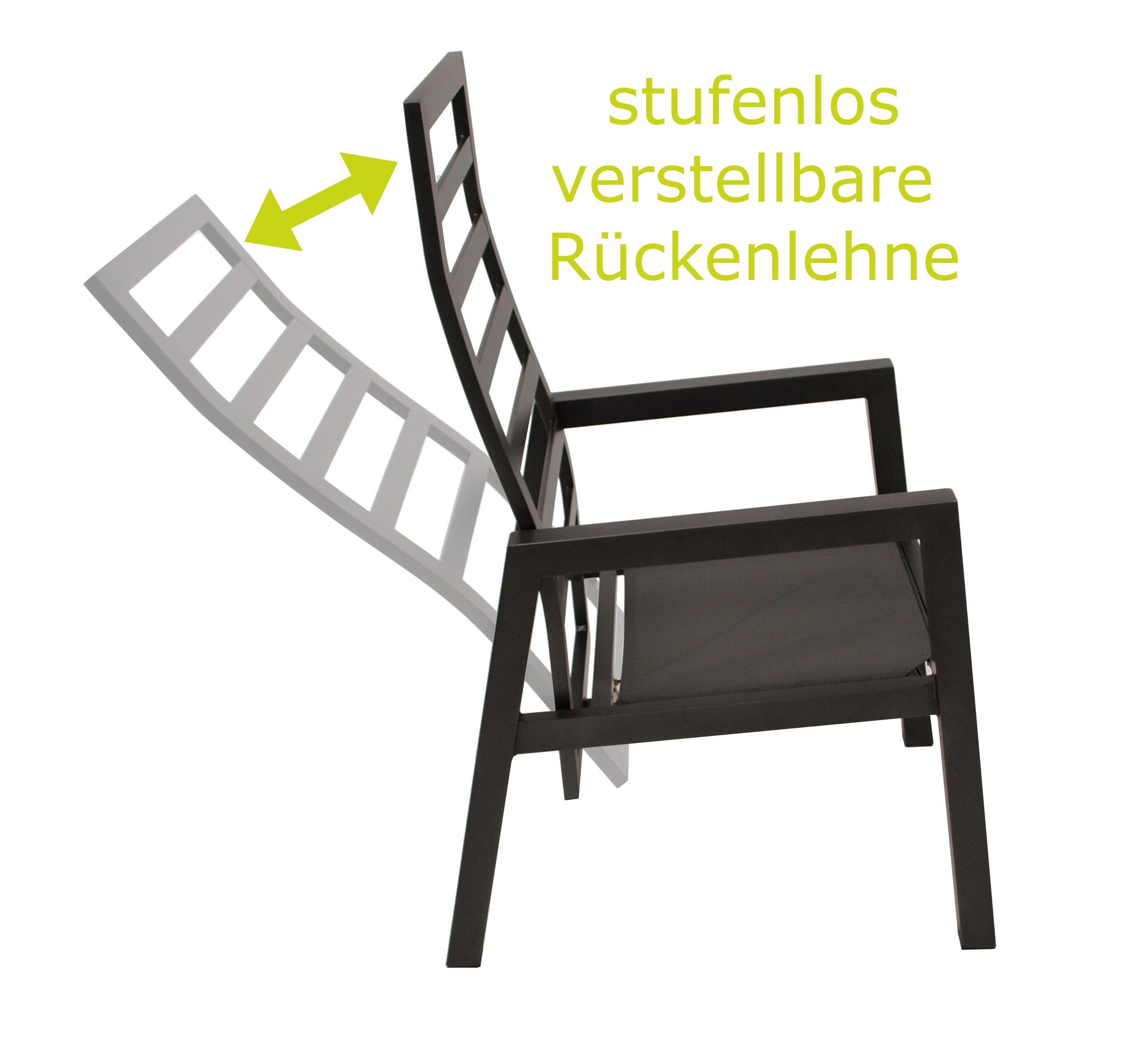 DEGAMO Garnitur MANCIANO 5-teilig, Aluminium dunkelgrau, mit Polstern grau, Tisch hellgrau