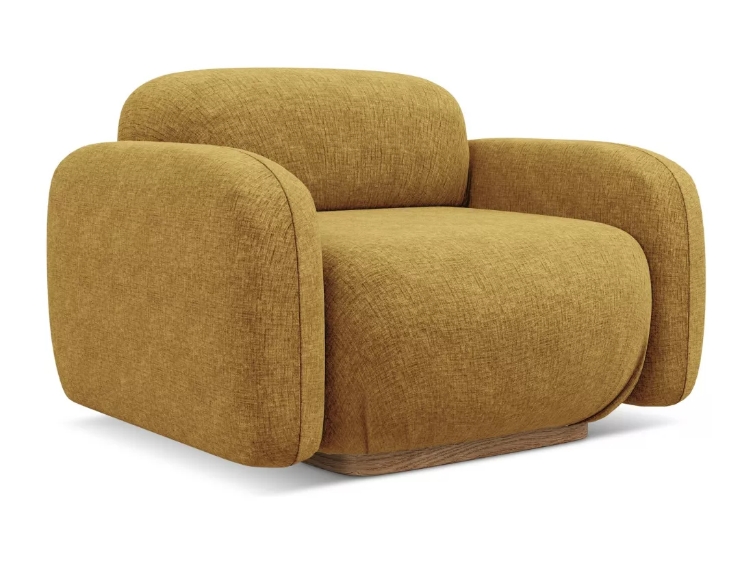 Fauteuil en tissu chenille - moutarde - AILANI