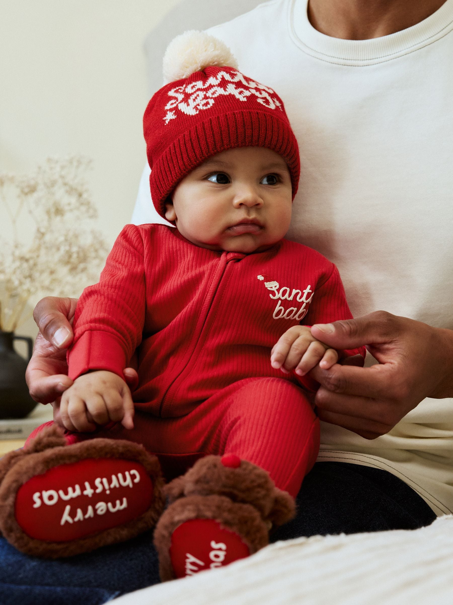 Rood - Santa Baby gebreide pomponmuts