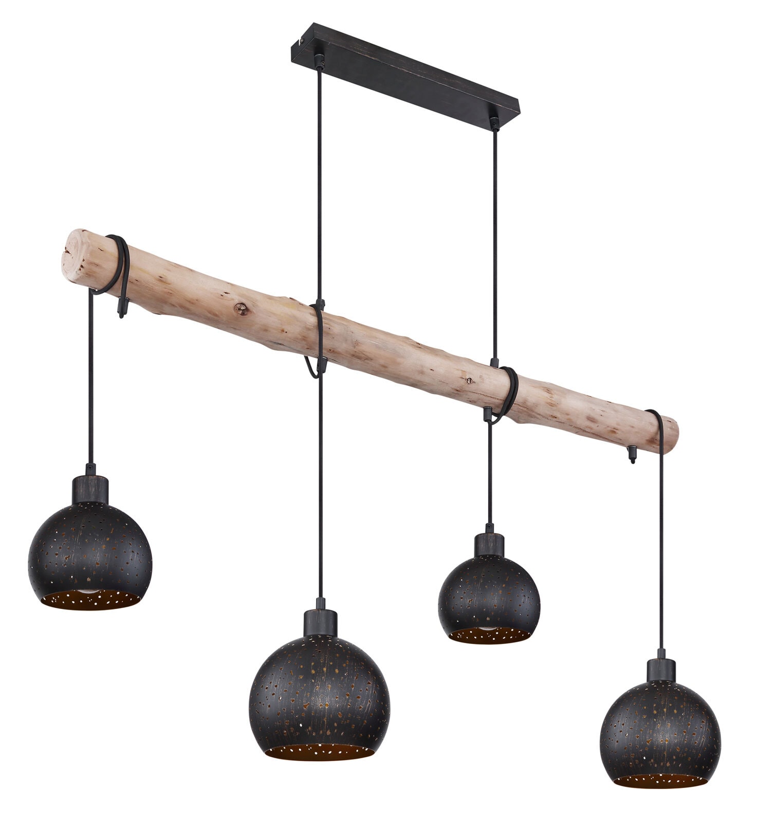 ADAJA Pendellampe schwarz 15452-4H, B/H/T: 100 x 120 x 18 cm, Metall, Holz