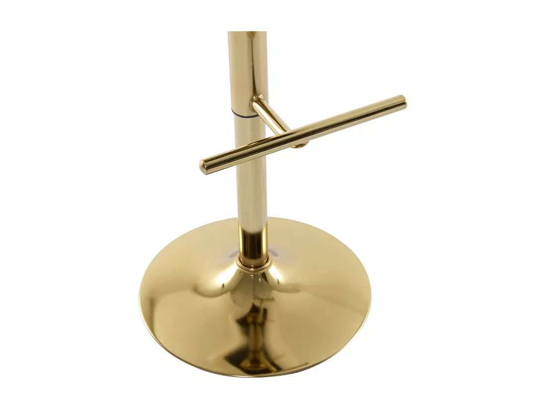 Lot de 2 tabourets de bar en tissu bouclette et métal doré - Hauteur réglable - Blanc - LOLY