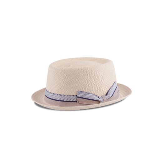 MJM Leonardo Pork Pie Hat, Blue/Beige Band, XL