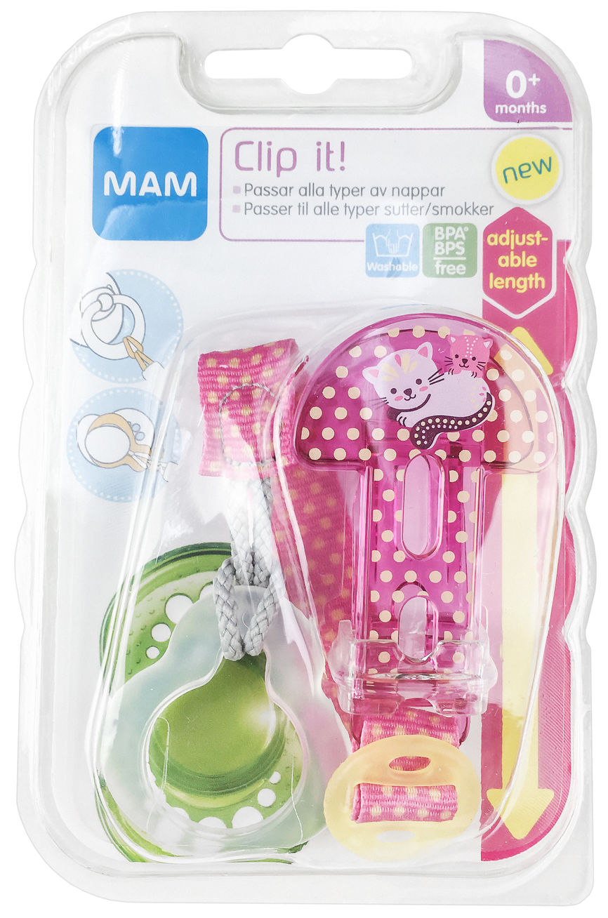 Mam Clip It festesnor til smokk pink 0m