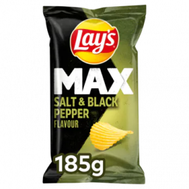 Lays Max zout en zwarte peper ribbel chips groot
