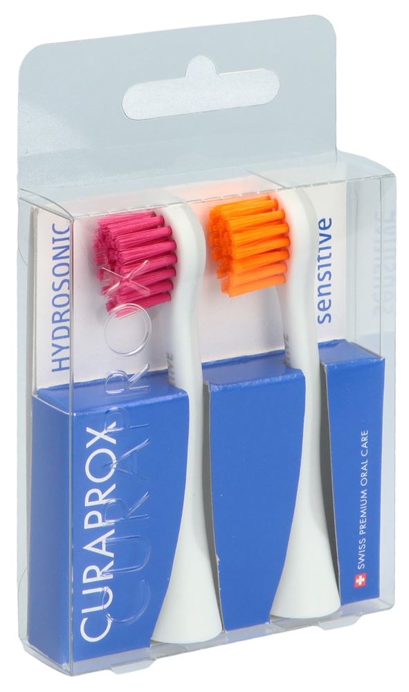CURAPROX Hydrosonic Ersatzbürstenkopf sensitive rot-orange Blist 1 Paar