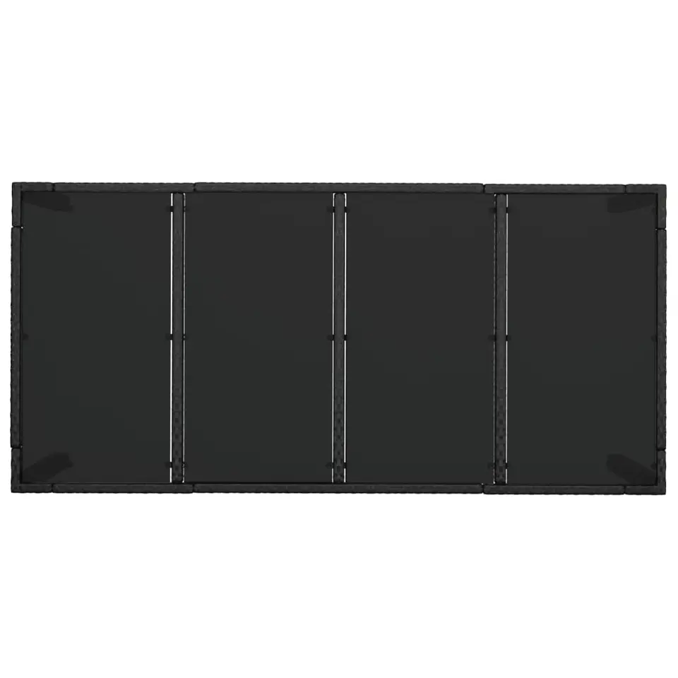 vidaXL - Tuintafel Met Glazen Blad - Zwart - Poly rattan - 190 x 90 x 75 cm