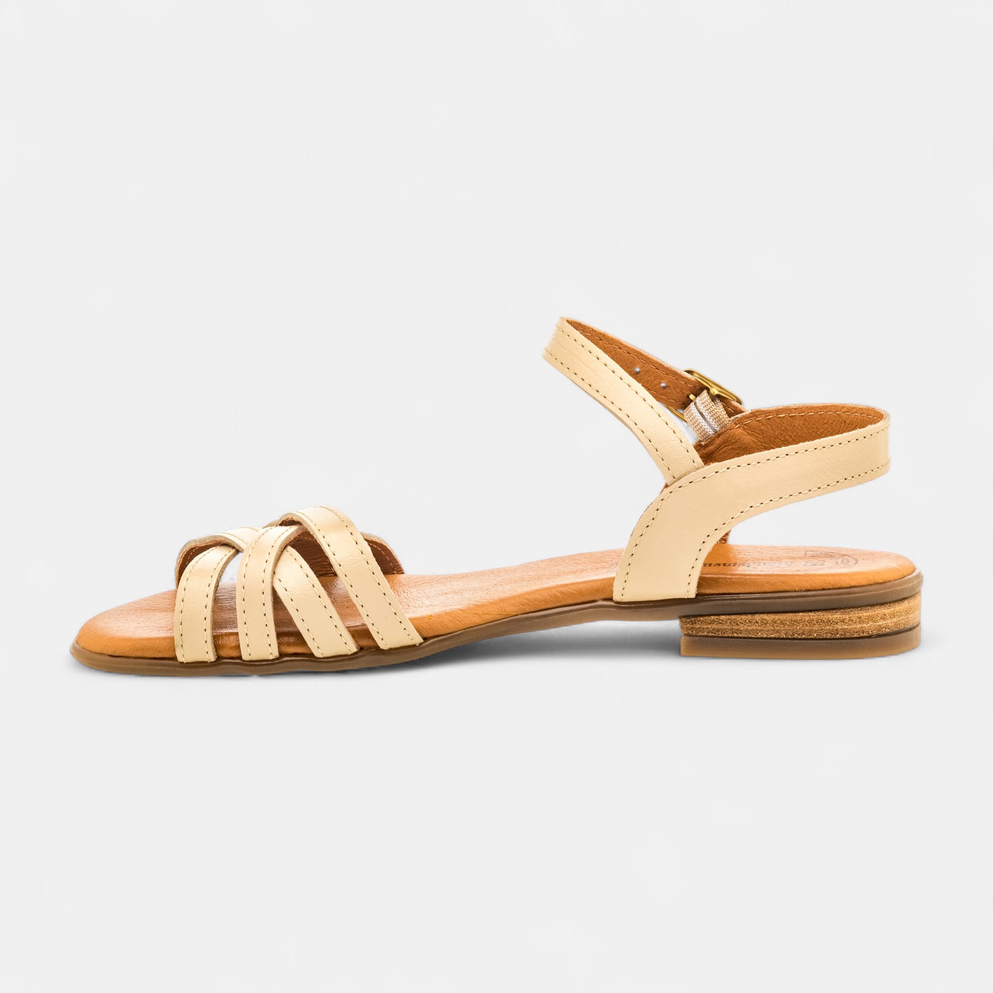 Nu-pieds Femme en cuir beige