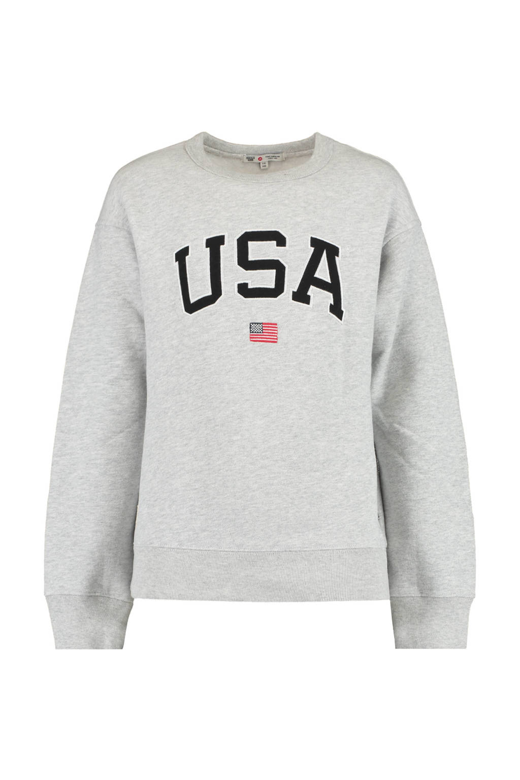 America Today sweater Soel met tekst mid grey melange