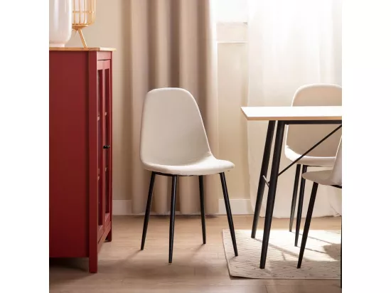 Chaise de salle à manger en tissu beige 45x86 cm-Ellis