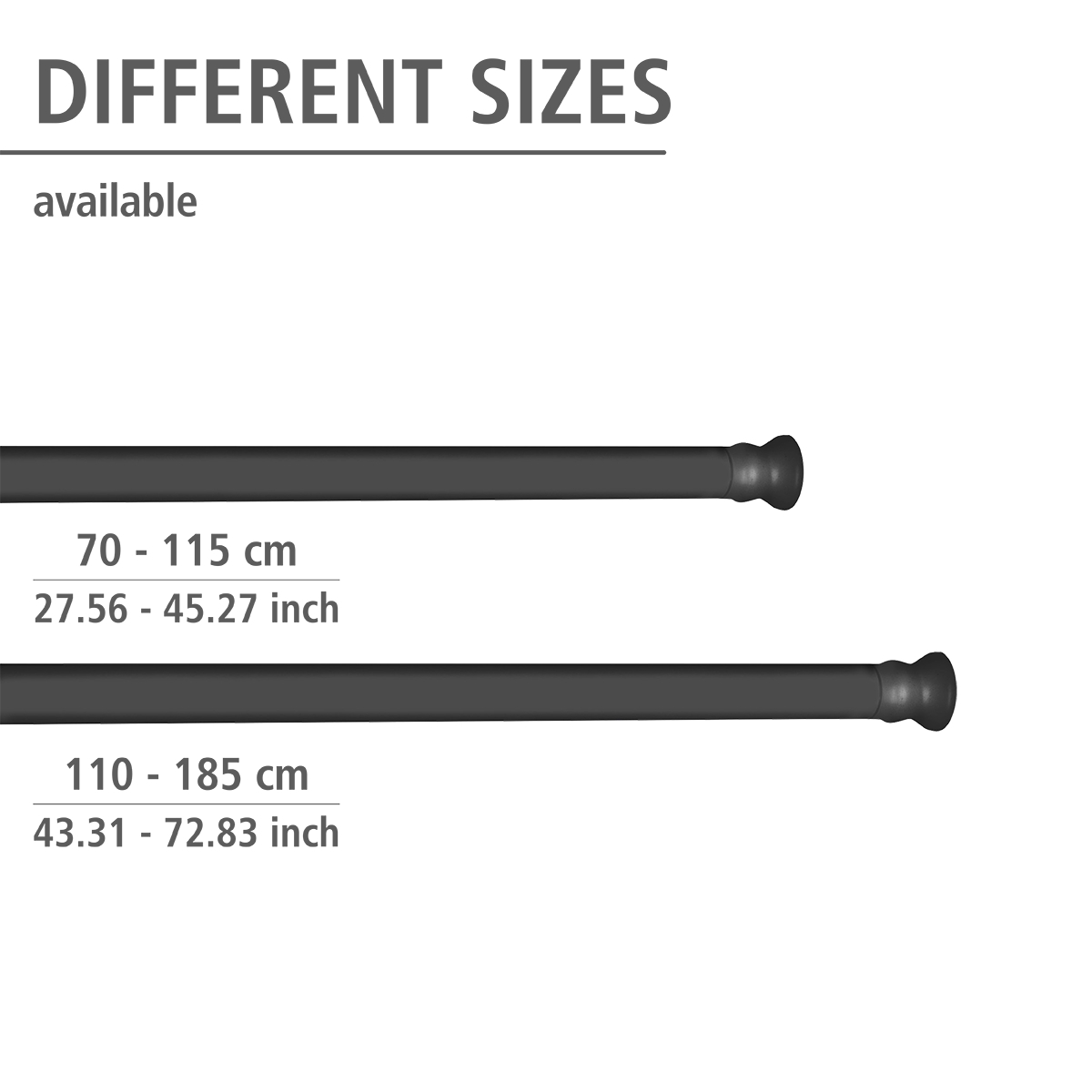 Wenko telescopische douchestang ø20mm 70-115cm zwart