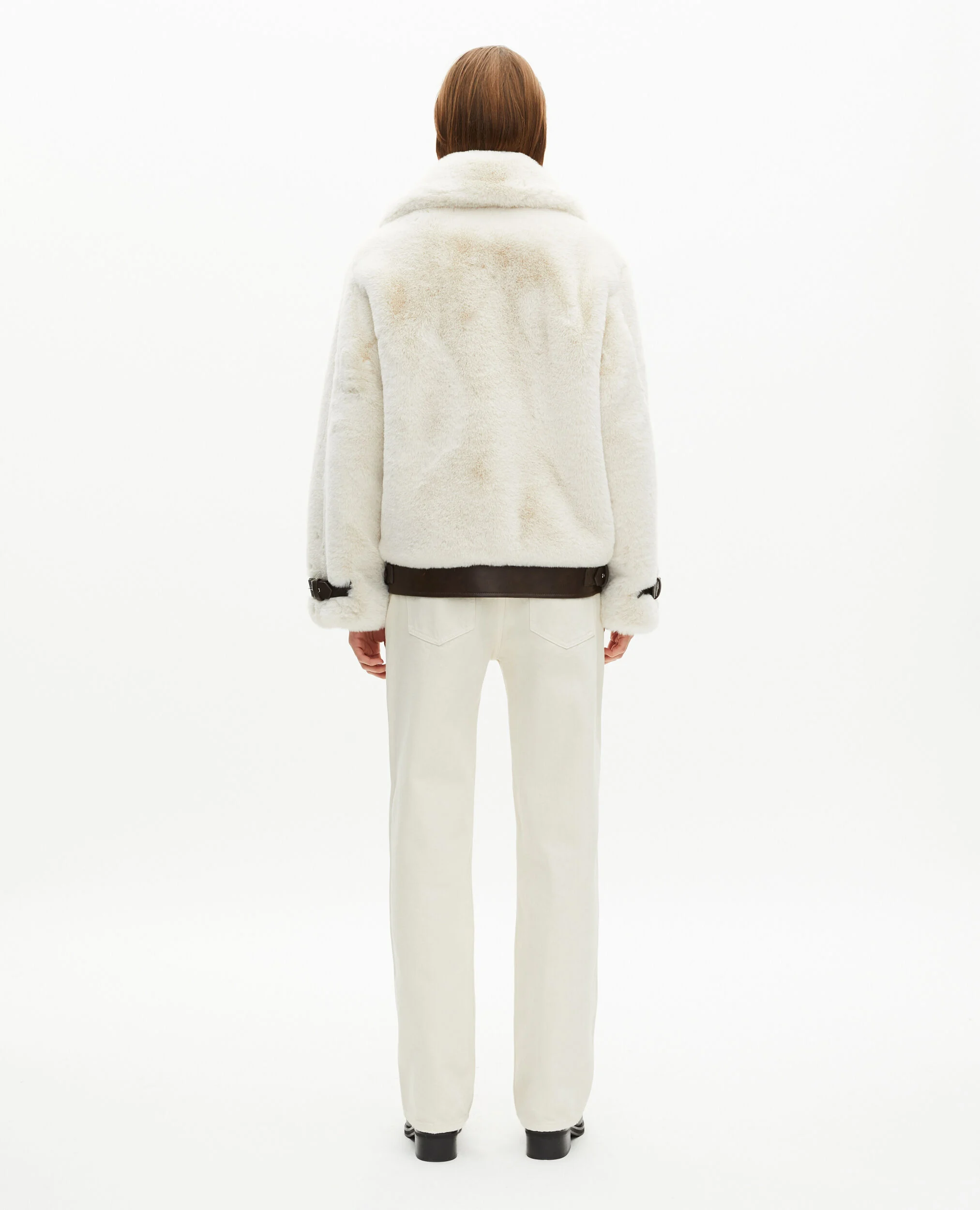 Blouson aviateur effet fourrure écru